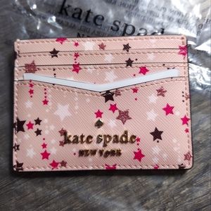 New Kate Spade Staci Star Small Slim Card Holder in Pink